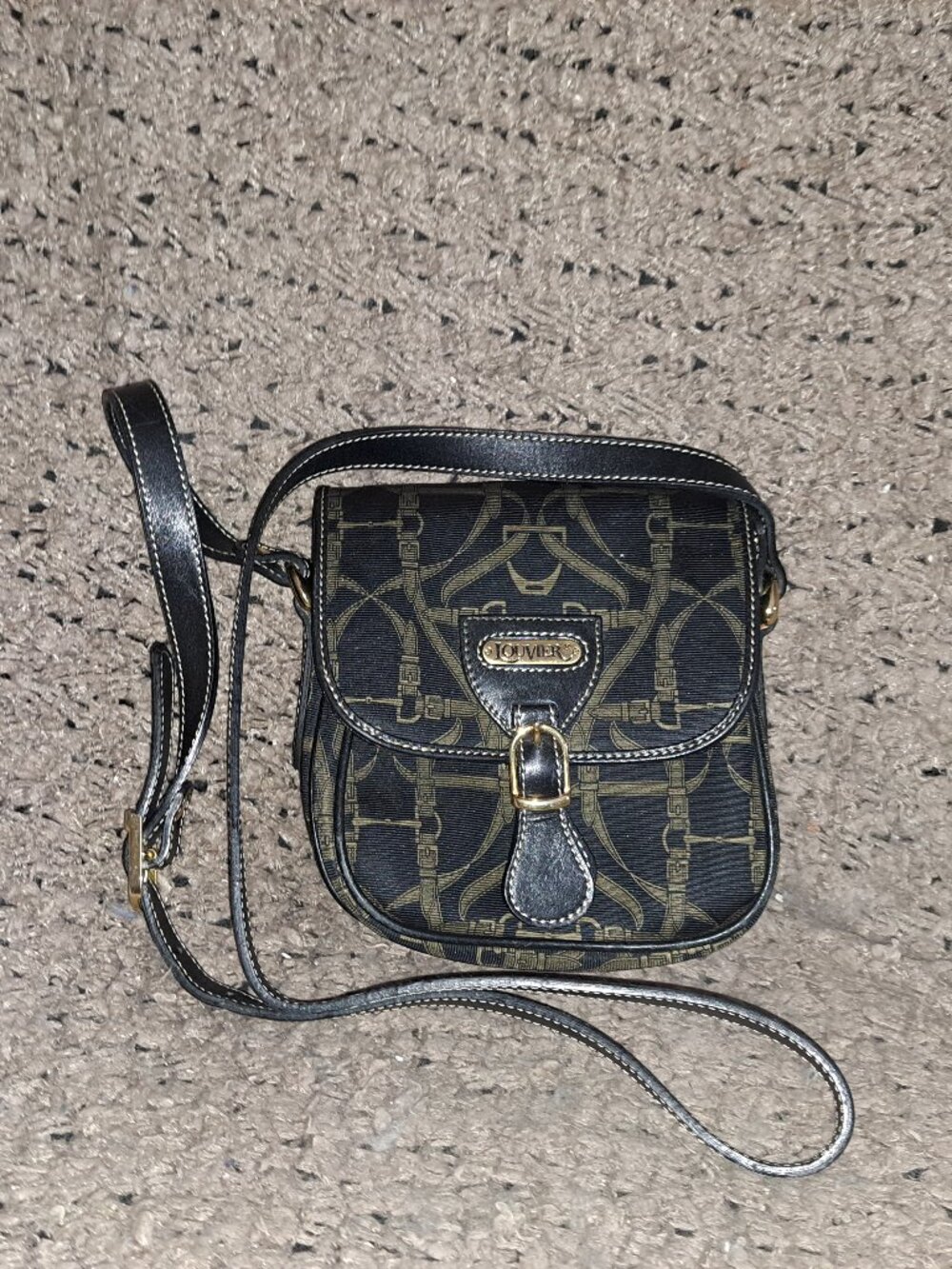 LOUVIER-Paris-Vintage Monogram Canvas-Leather Strap Shoulder Crossbody-Excellent